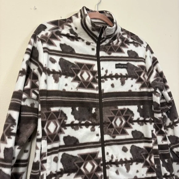 CINCH women’s full zip fleece jacket XL southwestern brown cream Aztec - Picture 3 of 8